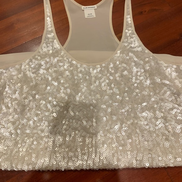 Club Monaco Off White Sequin Tank Top - Picture 2 of 4